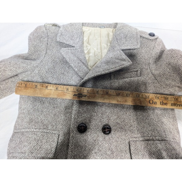 Vintage Fieldston Clothes Herringbone Double Breasted Wool Coat Women Read Size - Picture 9 of 12